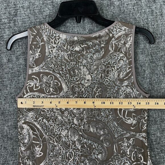 Banana Republic Shirt Womens 0 Gray Alina Sequin Tank Top Blouse Business Formal - Picture 3 of 5